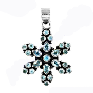 Colgante de piedras preciosas florales, zirconia cúbica, Plata de Ley 925, collar con colgante único hecho a mano para ella, joyería de plata a la moda - Product Image 2
