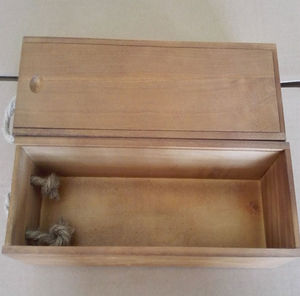 Caja de regalo de botella de madera de champán y whisky individual, caja de vino de madera de color cereza con tapa deslizante y cuerda para fiesta, boda - Product Image 3