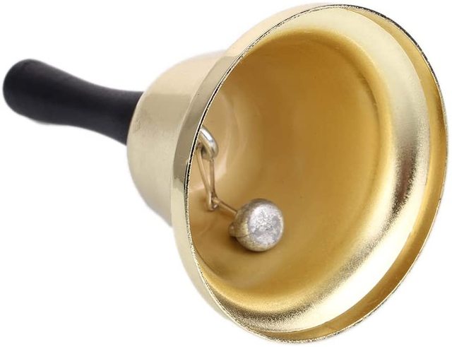 Nautical Metal Tea Hand Bell Gold Plated Handheld Loud Call Service Bell Handmade Polished Vintage Home Decor Gift Custom Logo