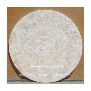 Dessus de Table basse en nacre blanche, coquille de mer naturelle, perle en nacre - Product Image 1