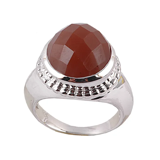 Gioielli di design di nuovo stile popolare gioielli di pietre preziose di agata rossa in India anello in argento sterling 925 gioielli da donna