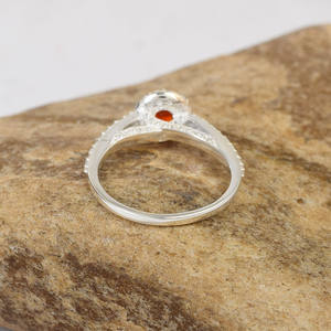 Anillo de Boda de Diseño para Mujer, Romántico y Delicado, Impresionante, de Plata de Ley 925 Maciza, Clásico, con Engaste de Garras, Cornalina Fina - Product Image 4