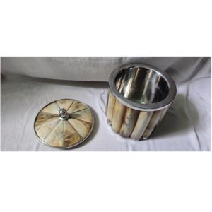 100% Hotel Party Ware <b>Ice</b> <b>Bucket</b> and Bare-ware Horn Inlay on Stainless Steel Round Shape <b>Ice</b> <b>Bucket</b> With <b>Sale</b> - Product Image 2
