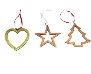 LATEST DESIGN <b>CHRISTMAS</b> HANGING DECORATION METAL STAR HEART <b>TREE</b> HANGING ORNAMENT SET of 3 UNIQUE DESIGN HOME DECORATION - Product Image 1