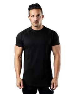 काले 94% कपास 6% स्पैन्डेक्स प्रदर्शन शर्ट शरीर सौष्ठव फिटनेस पहनने कस्टम स्लिम फिट जिम टी शर्ट