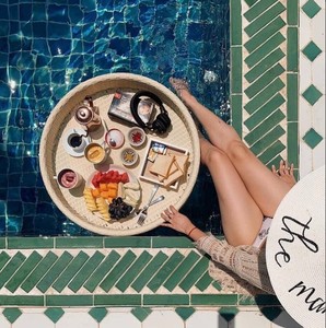 ถาดลอยน้ำ - ถาดหวายลอยน้ำสุดโรแมนติกสำหรับสระว่ายน้ำ เหมาะสำหรับเครื่องดื่ม อาหารเช้า บาร์บีคิว - คุณเอสเธอร์ - Product Image 4