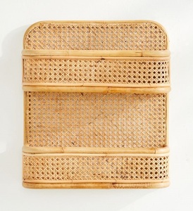 Étagère murale rectangulaire en rotin faite à la main, sculptée au laser, panier de rangement suspendu, organisateur multifonctionnel de style bambou pour la cuisine - Product Image 2