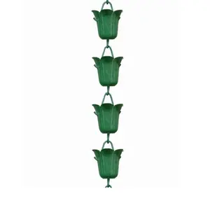 Железная зеленая чашка Lilly, дизайнерская цепочка от дождя, медная цепочка от дождя, пустая цепочка для украшения сада и окон