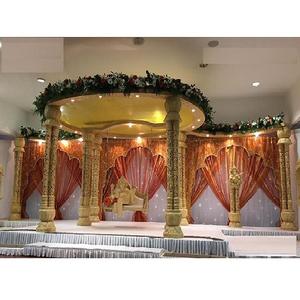 มณฑปงานแต่งงานไม้สไตล์โลตัสของศรีลังกา มณฑปงานแต่งงานทันสมัยในร่ม มณฑปงานแต่งงานไม้แบบดั้งเดิมแบบสามเสา ชุดงานแต่งงานแบบดั้งเดิม สหรัฐอเมริกา - Product Image 1