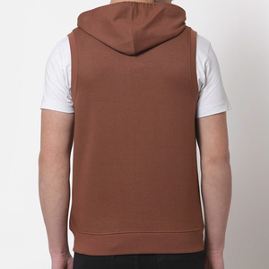 Vente en gros de sweats à capuche avec logo personnalisé nouveau style vêtements de rue avec fermeture éclair sans manches sweats à capuche pour hommes - Product Image 5