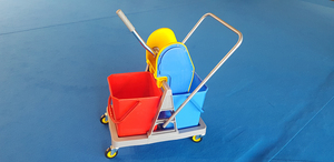 De plástico de 36L por limpiar la prensa doble cubo de fregona escurridor carro con cajones por KC verde - Product Image 5