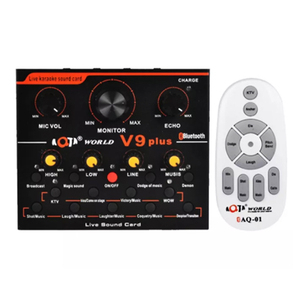 V9-PLUS con control remoto, <span class=keywords><strong>tarjeta</strong></span> <span class=keywords><strong>de</strong></span> <span class=keywords><strong>sonido</strong></span> Bluetooth, dispositivo <span class=keywords><strong>de</strong></span> transmisión en vivo, micrófono capacitivo para ordenador móvil disponible - Product Image 1