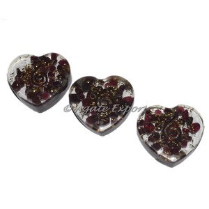 Cabochons en pierre de guérison pour Protection EMF, 7 pierres naturelles, grenat Orgonite, cœur, cabine - Product Image 1