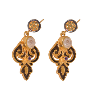 Boucles d'oreilles en argent sterling 925 avec pierres précieuses plaqué or 18 carats mignon arc-en-ciel pierre de lune améthyste noir rhodium avec cadeau de mariage - Product Image 1