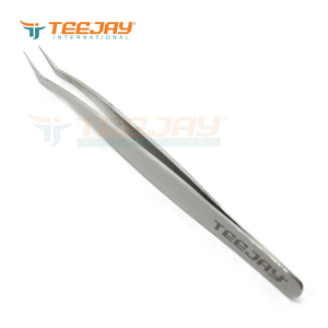 Pince à épiler TEEJAY en acier inoxydable poli argenté, modèle Seagull Russian Volume, à pointe lisse, 12,5 cm - pour l'isolation des cils - Product Image 5