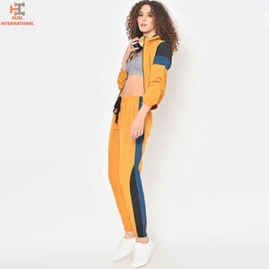 Nouvel ensemble de survêtement d'hiver élégant et personnalisé avec logo, grande taille, crop top, sweat à capuche, jogging, ensemble 2 pièces pour femmes en velours - Product Image 4