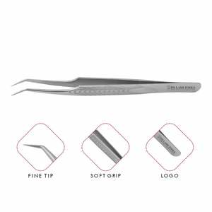 Pinzas para extensión de pestañas, pinzas de volumen antideslizantes de 10mm, 45 grados, Etiqueta Privada, de acero inoxidable, novedad - Product Image 1