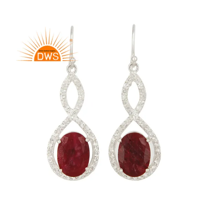 Glamorous yakut korindon Topaz taş küpe Dangle küpe takı toptan tasarımcı güzel gümüş 925 Trendy Oval GIA DWS