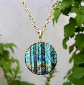 Gold Filled Silver Pendant Faceted Labradorite Moon <b>Charm</b> Men's Stainless Steel <b>Cross</b> Pendant Gold Plated Labradorite Cabochon - Product Image 5