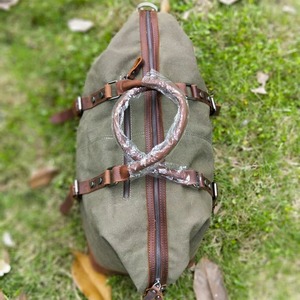 Sac de sport vintage personnalisé pour hommes en toile cirée fourre-tout en cuir véritable bonbon Weekender bagages monogrammé transport de voyage - Product Image 2