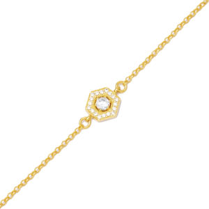 Trendy Hexagon Zirconia Stone <b>Charm</b> <b>Bracelet</b> Wholesale Handmade Turkish 925 <b>Sterling</b> <b>Silver</b> Jewelry - Product Image 6