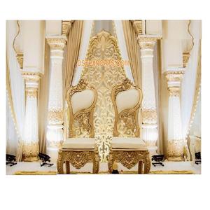 ชุดเก้าอี้แกะสลักสีทองสำหรับเจ้าสาวและเจ้าบ่าวขนาดคิงไซส์สำหรับงานแต่งงานเจ้าสาวเจ้าบ่าวเจ้าสาวหรูหรา - Product Image 1
