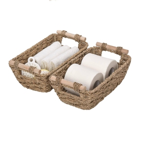 Set of Woven Water <b>Hyacinth</b> <b>Baskets</b> Organizer Storage for Kitchen Use for Home or Office Use From Vietnam Manufacturer - Product Image 1