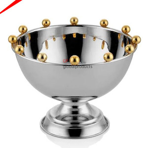 พรีเมี่ยมที่มีคุณภาพสแตนเลสรอบโลหะชามเสิร์ฟแฟนซีโกลเด้นยืนอาหารชามเสิร์ฟสลัด - Product Image 6