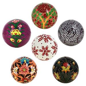 Buatan Tangan dan Tangan Dicat Bubur Kertas Bola untuk Natal Dekorasi Gantungan Pernak-pernik Natal dari Kashmir India - Product Image 4