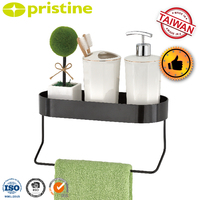 Étagère murale simple en métal noir thermolaqué de qualité OEM pour salle de bain, support de rangement moderne pour la maison, fabrication taïwanaise