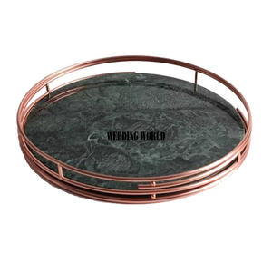 Plateau de service en marbre de luxe fait à la main, plateau artisanal d'excellente qualité, plateau en marbre décoratif classique et élégant pour cuisine, vente en gros - Product Image 1