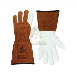 Gants de soudage Tig XL en cuir de vachette fendu avec revêtement en caoutchouc antidérapant EN388 certifié Construction Gants de sécurité anti-chaleur - Product Image 1