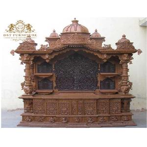 Exquisito Templo/Pooja Mandir Tradicional de Madera de Teca Pulida en Marrón/Negro, Tamaño y Diseño Personalizables, Reino Unido y Estados Unidos - Product Image 1