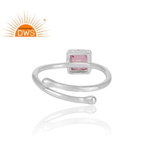 แหวนพลอยบุษราคัมสีชมพูทรงสี่เหลี่ยม,แหวนพลอยแท้295สำหรับผู้หญิงเครื่องประดับ - Product Image 4