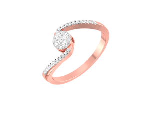 Bague de mariage en or rose 14 carats avec cluster de diamants ronds sertis à griffes de 0,30 TCW |   Bague élégante à grappe de diamants pour femme, bijoux de mariée - Product Image 1