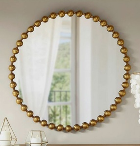 Miroir mural noir suspendu en forme de feuilles de beauté, cadre métallique, Design décoratif, miroir mural diamant - Product Image 6