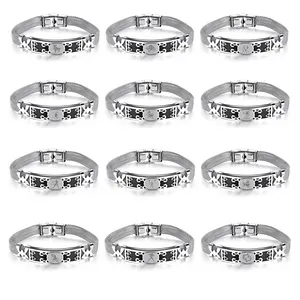 Wholesale Fashion Man Bracelet Jewelry Custom Silver Plated Stainless Steel Keeper Mesh 12 Zodiac Bracelet