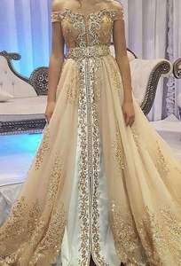 2019 Dubai caftán marroquí hermoso vestido de novia bordado con clase para trabajo de bordado pesado indio y paquistaní - Product Image 2