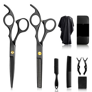 Vente en gros, ensemble de coupe de cheveux, Salon de coiffure, noir, ciseaux de coupe de cheveux, petit peigne, Kit de coiffeur professionnel pour la maison - Product Image 5