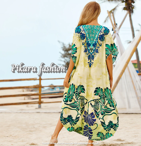 Caftan long imprimé numérique pour tenue décontractée Style de haute qualité et coupe longue cravate 100% coton - Product Image 5