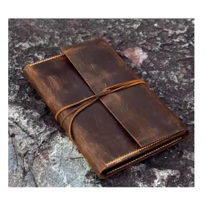 Gepersonaliseerde lederen beschermhoes Journal rustieke real leather cover organizer voor Medium A5 notebook