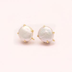 Round Shape Stud Women Stud <b>Earrings</b> <b>Mother</b> <b>of</b> <b>Pearl</b> Stud Gold Plated Gemstone Handmade <b>Earring</b> Wholesale <b>Earring</b> Jewelry - Product Image 1