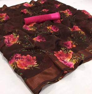 Indian Rich Look Saree último diseñador desgaste del partido boda señoras mujeres desgaste Georgette seda bordado trabajo Sari con blusa étnica - Product Image 1