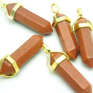 Pendentif Double Terminé Rouge Goldstone Premium Pendentif Pierre Dorée Rouge Cristal Naturel Pour La Guérison Bijoux Utilisations Métaphysiques - Product Image 2