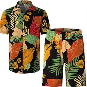 Ensemble de survêtement décontracté unisexe d'été de haute qualité, personnalisable, deux pièces avec short et taille élastique contrastante - Product Image 1