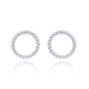Minimalista trenzado de alambre abierto círculo Stud pendiente - Product Image 2