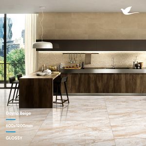 Contemporary Modern Home Decor Gold Vein Crema Porcelain Glossy Finish Marble <b>Tile</b> Top Selling 600x600mm 600x1200mm India - Product Image 2