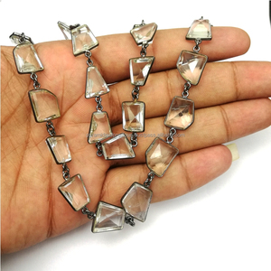 Nanplaetsilver GBC Crystal Clear oxidado plateado Fancy Bisel Conector Cadena - Product Image 3