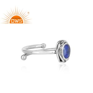 Anillo de plata 925 oxidado para todos los tamaños, proveedor de joyería, ovalado, lapislázuli, GEMA, fabricante de joyería - Product Image 3