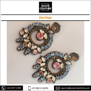 Pendientes de araña para mujer con forma circular hechos con piedras azules y rosas para la noche de bodas y la ropa de fiesta del fabricante superior - Product Image 3